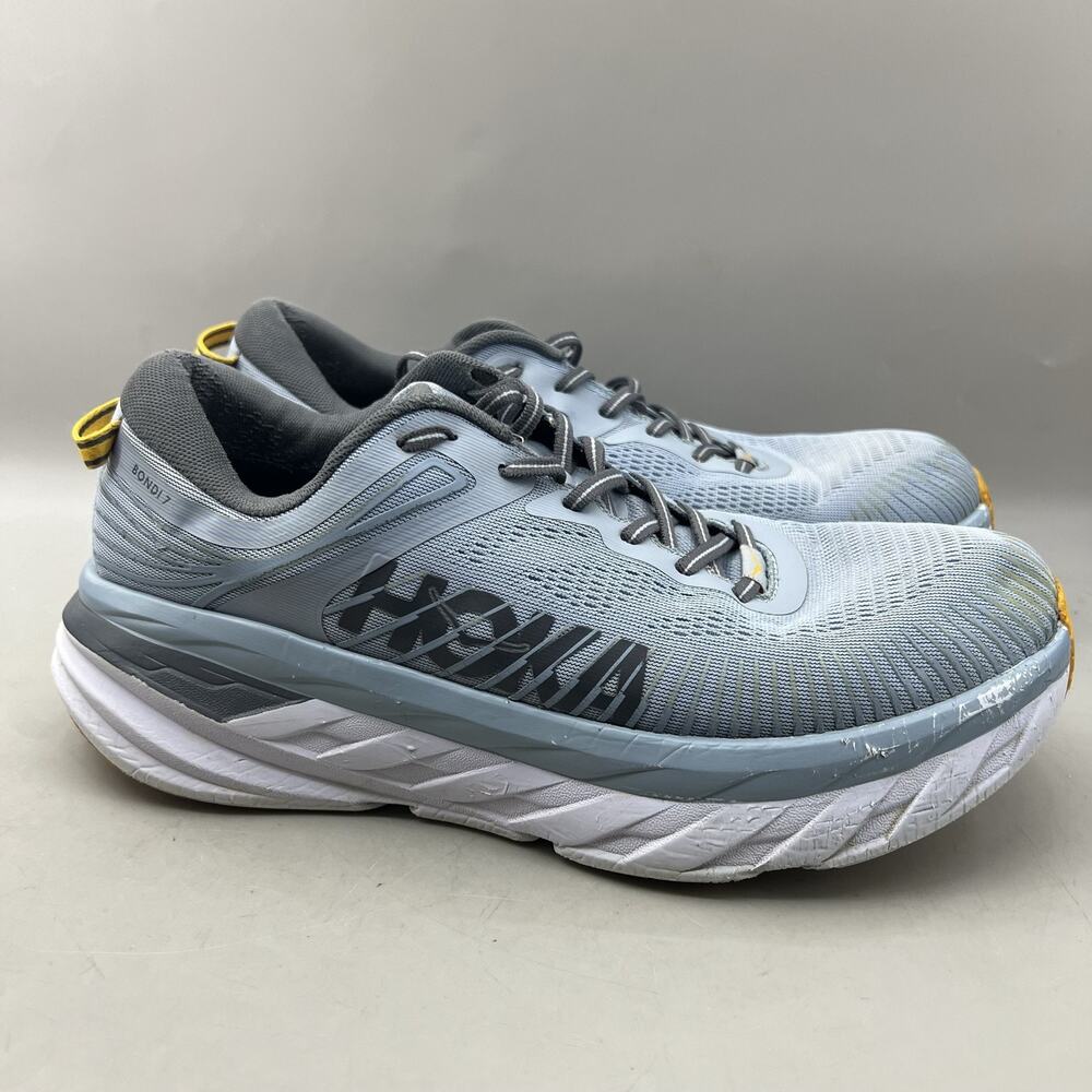 Hoka One One Bondi 7 Running Shoes Men Size 10.5 Blue Mesh Comfort Low Sneakers